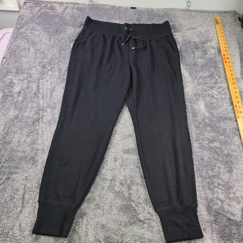 Ralph Lauren Stretch Knit Jogger Pants Womens XL Black Soft Athleisure Drawcord